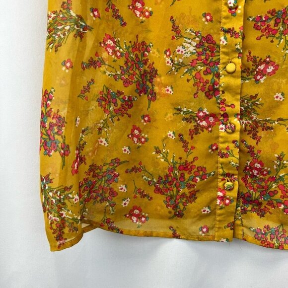 Charlotte Russe Womens Button Up Top Multicolor Floral Print Sleeveless M Sheer - Picture 9 of 11